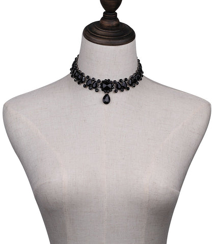 Crystal and Pearl Choker Necklace