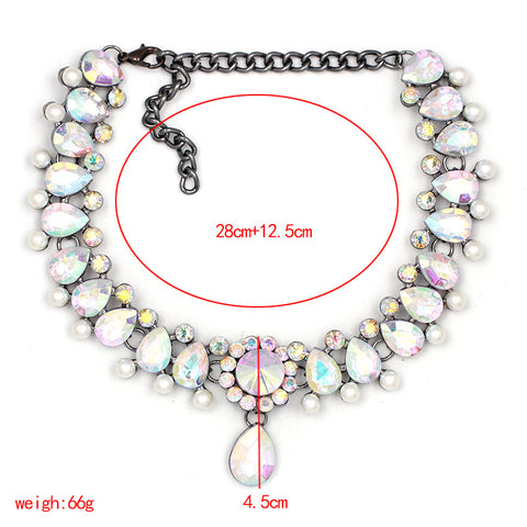 Crystal and Pearl Choker Necklace