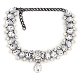 Crystal and Pearl Choker Necklace