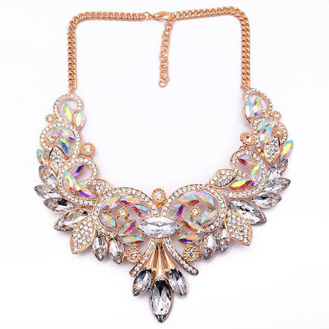 Crystal and Rhinestone Bib Necklace