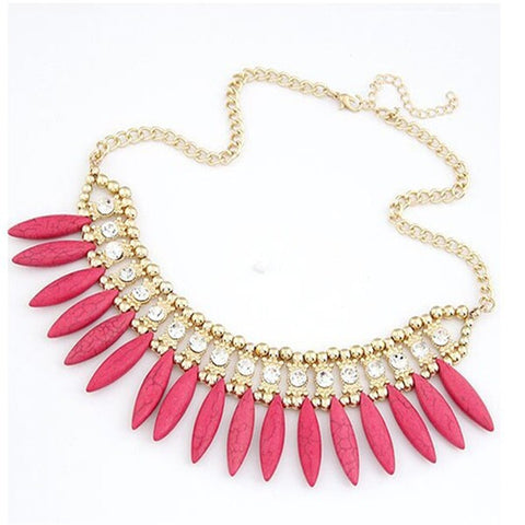 Crystal Pendant Chain Bib Necklace