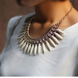 Crystal Pendant Chain Bib Necklace