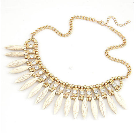 Crystal Pendant Chain Bib Necklace