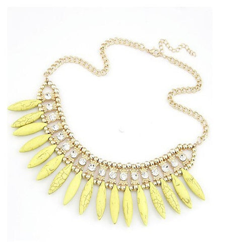 Crystal Pendant Chain Bib Necklace