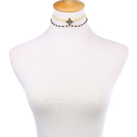 Double Chains White Velvet Choker Necklace