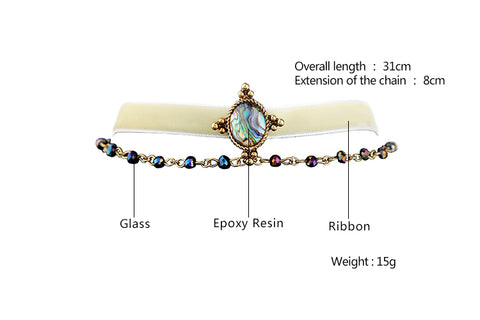 Double Chains White Velvet Choker Necklace