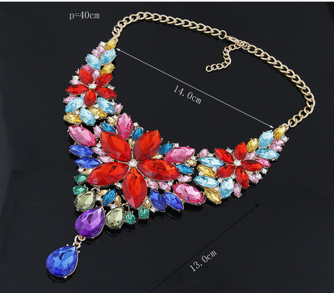 Crystal Flower Retro Bib Necklace