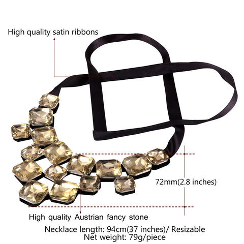 Crystal Squares Clustered Bib Necklace