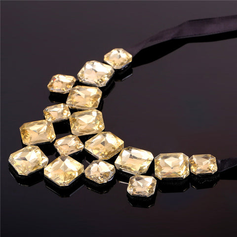 Crystal Squares Clustered Bib Necklace