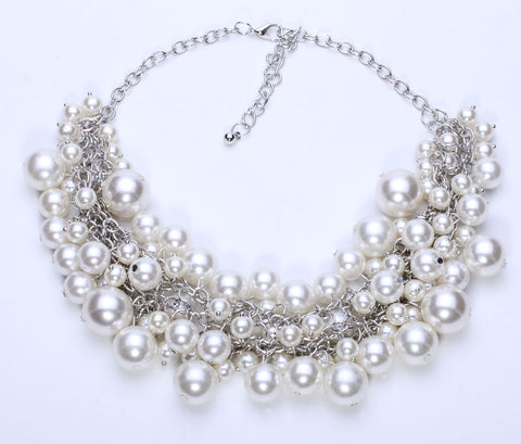 Clustered Pearl Bib Necklace