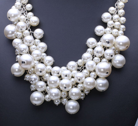 Clustered Pearl Bib Necklace