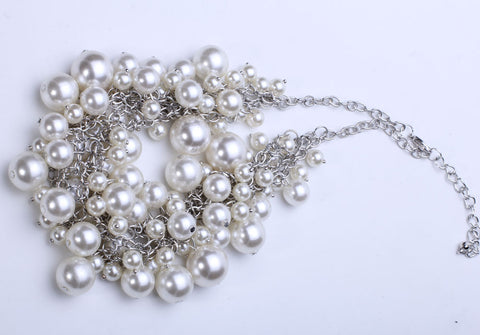 Clustered Pearl Bib Necklace