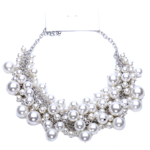 Clustered Pearl Bib Necklace