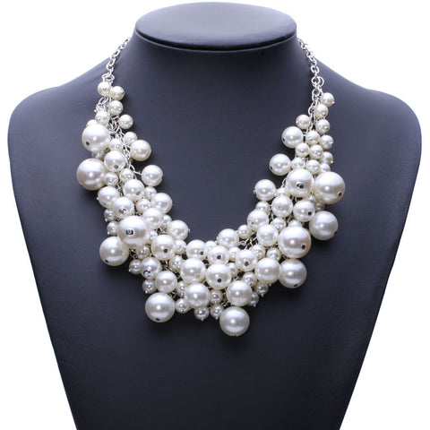 Clustered Pearl Bib Necklace