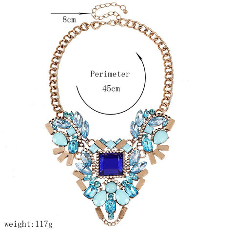 Gold and Crystals Stone Bib Necklace