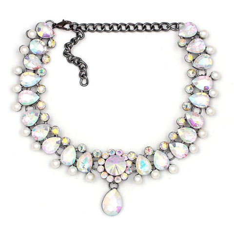 Crystal and Pearl Choker Necklace